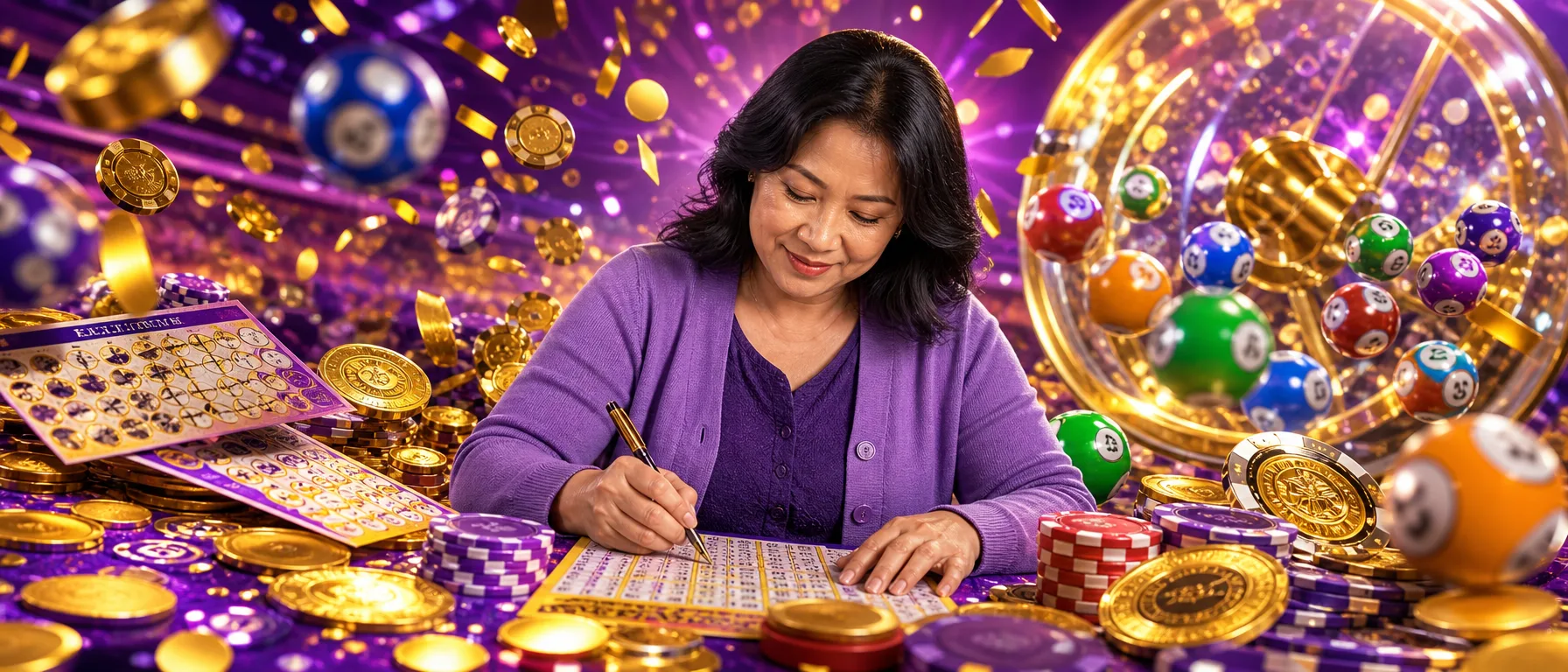 Talk to SCRPlay whenever you need us. Whether you're stuck on a SCRPlay login, curious about how registrati… – lottery bingo violet illustration